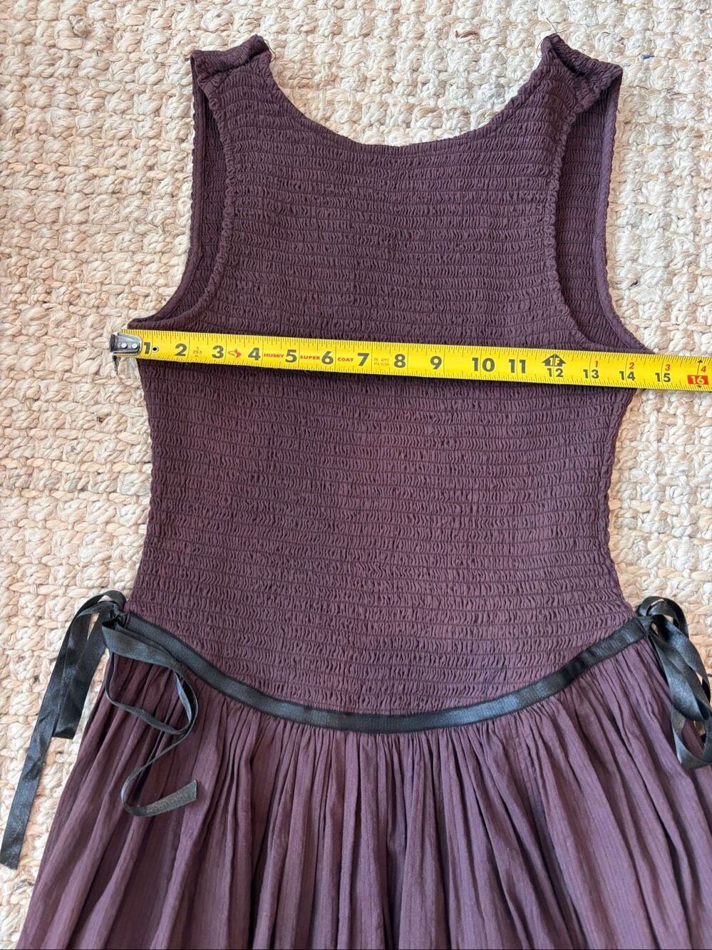 NWT Free People Nightingale Seersucker Midi Dress Plum Smocked Drop Waist, XS $1 - Picture 10 of 10